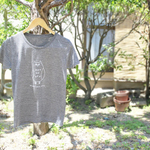 フクロウさんレディースTシャツ(ヘザーブラック)