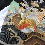 117.blackcatsさま専用になりました！豪華金刺繍 黒留袖 「雉（キジ）柄」着物リメイクワンピース