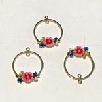 ボタニカル エナメル フラワー サークル チャーム ２個 26mm×32mm