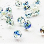 きらきら吹きガラスビーズ　わすれなぐさ　ティアドロップ　30個