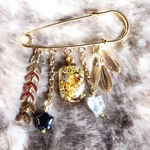 オルゴナイトアクセサリー・ブローチ(シトリン／ブローチ部分ゴールドカラー) 