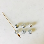 Silver Clear Half Faceted Rondelle Donut Beads 
