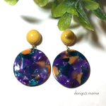 500円☆大ぶりべっ甲☆小ぶりマスタードピアス/イヤリング