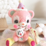【羊毛フェルト】ピンク色のクマさん♡