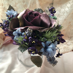 布花ブーケ 紫のバラと小花　　布花ブーケ