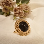 ブラック×ゴールド ボタンリング💍