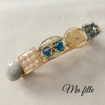 雪の結晶レジン バレッタ（ブルー）