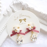 お花とリボンのピアス/イヤリング＊ピンク