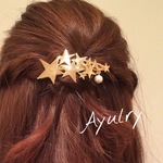 コットンパール＊星バレッタ＊流星＊流れ星＊スター＊シューティングスター＊宇宙＊バレッタ＊ヘアアクセサリー＊髪飾り＊ゴールド＊７.７cm