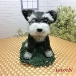 シュナウザーお座りⅯのチャーム付き　(ブラックシルバー) 