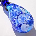 《冬のクラゲ～氷華》　ペンダント　ガラス　とんぼ玉　雪の結晶　冬　クラゲ　クリスマス　