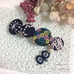 ミナペルホネン☆くるみボタンのバレッタ☆ヘアクリップ☆no.242