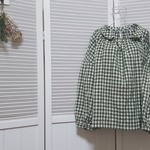Xmas均一セールWガーゼギンガムPOブラウス