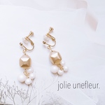【vintage gold】数量限定 ヴィンテージゴールド×マットパールピアス/イヤリング【結婚式・お呼ばれ・入学式・卒業式にも】