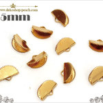 送料無料【50個入り】★15mm★半円リボン留め/ワニ口/扇形/ゴールド