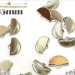 【50個入り】★15mm★半円リボン留め/ワニ口/扇形/ロジウムシルバー