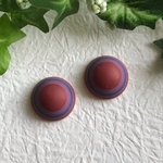 ヴィンテージ   ラウンドストライプデザインアクリルカボション レッド系マルチカラー 2個セット