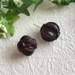 ヴィンテージ   ランタンデザインアクリルビーズ クリアスモーキーパープル 2個セット