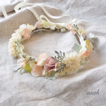 natural pink & white 花かんむり（wide）キッズ・ベビー ラッピング無料