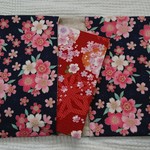御朱印帳ケース　和柄　濃紺に花①