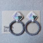 glen check×foop刺繍ピアス
