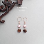 ブロンザイト＆サンストーン＆淡水パールのロングピアス