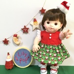 【在庫限り】クリスマスワンピース☆(GN)　ぽぽちゃん　服　USAコットン
