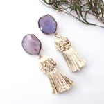 ヒトカケラガラス miniタッセル付き (purple‐marble) ピアス イヤリング