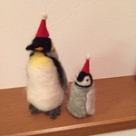 皇帝ペンギン親子 サンタ帽子付き