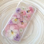 happy price☆ピンクビオラのiPhoneケース(iPhone7,iPhone8,iPhone6s兼)クリアケース、レジン 