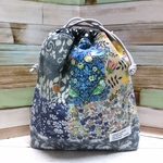 【sale】【１点物】リバティ＊あったか素材パッチ＊マチつききんちゃく