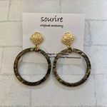 ゴールド×マーブルサークルピアス