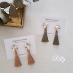 キラキラビジュー×揺れるタッセルピアス/イヤリング