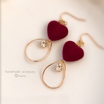 ꫛꫀꪝ♡あったかハートとクリスタルピアス‪♡イヤリング[RED]