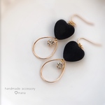 ꫛꫀꪝ♡あったかハートとクリスタルピアス‪♡イヤリング[BLACK]