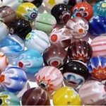 (50個 ) ベネチアン風とんぼ玉グラスビーズ8mm (カラフル)
