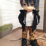 【完成品】オビツ11 服 ポケット付きフードパーカー ブラック 男の子用アウトフィット