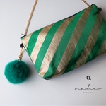 帯 ミニショルダーバッグ(グリーン 金 ストライプ)