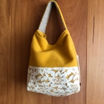 ウール×レース×ファーのワンハンドルバック✿イエロー
