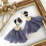 【再販】2color✴︎レオパードカボションとシフォンタッセルのピアス/イヤリング