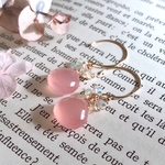 ＊再販＊【14kgf】ピンクカルセドニー×プレシャスオパール＊ピアス