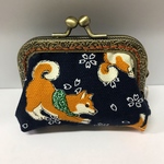 柴犬❣️がま口コインケース（紺色）
