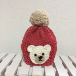   baby❤︎白くまニット帽 レッド