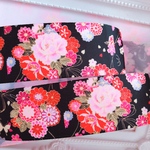 【8210】2m350円 38mm幅 グログランリボン 和柄 和風 菊 シャクヤク 花 着物