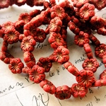 【4コセット】JIRI＊IVANA czech beads#チェコビーズ flower12㍉ red/copper