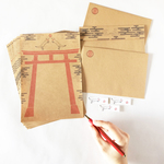 ★販売9回目★ 狐の手毬唄 レターセット 稲荷神社 鳥居 日本 和 雲 動物 シール 封筒 便せん 御朱印 
