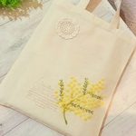 ふわふわミモザの羊毛刺繍トート（コットン）