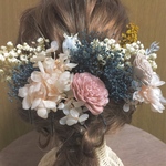ドライフラワー🌼髪飾りヘッドパーツ成人式ピンク