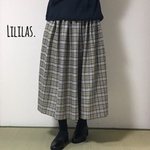 再販＊播州織り グレーチェック の 可愛い ギャザースカート