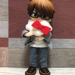 赤いリボン付ネックウォーマー